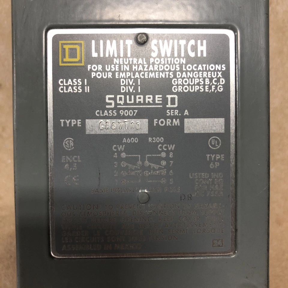 Square D 9007CR67T10 Limit Switch Series A Type 6P Neutral Position - Image 2 of 4