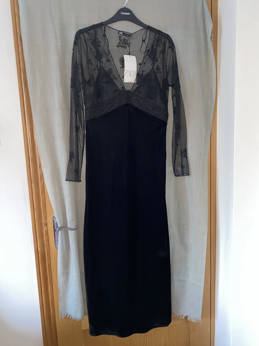 Contrast velvet dress zara 2025