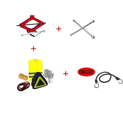 PER  MERCEDES-BENS KIT EMERGENZA STRADALE PER TUTTE LE AUTO CRIC+GUANTI+CAVI+CO