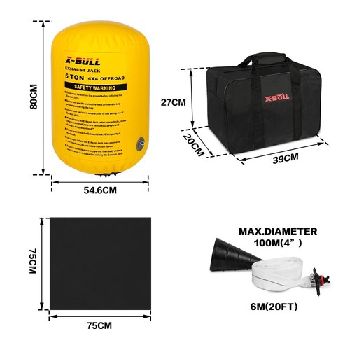 X-BULL Exhaust Jack With Recovery tracks Boards Gen2.0 Air Jack Rescue Kit Red - Picture 15 of 18
