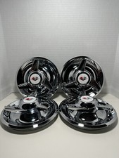 4 3 Bar Fluted Spinners Center Caps For Chevy Rally Wheels 7white Flags Logo
