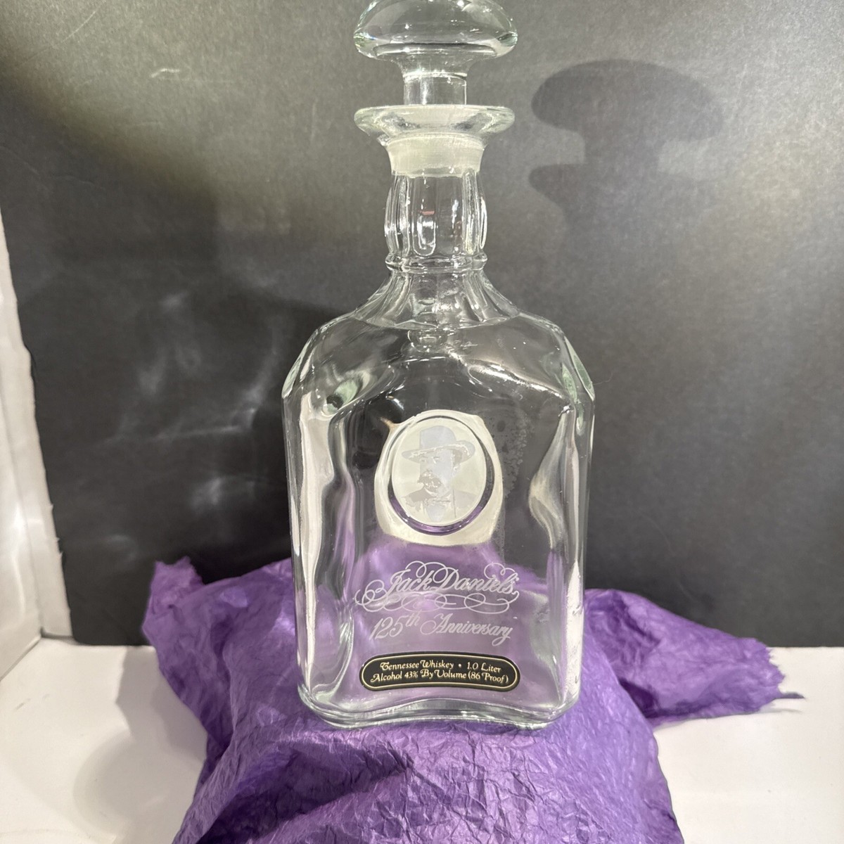 Jack Daniels 125th Anniversary empty Bottle & stopper, excellent