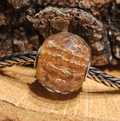 Elfbeads brauner Beads glänzender Goldstaub