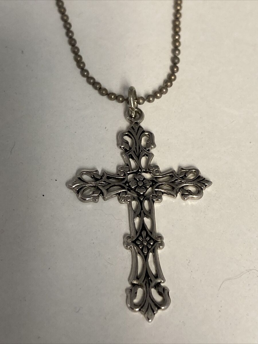 925 Sterling Silver Pierced Tk Signed Cross Pendant 5.6g 1.5 925 Sterling Silver Pierced Tk Signed Cross Pendant 5.6g 1.5