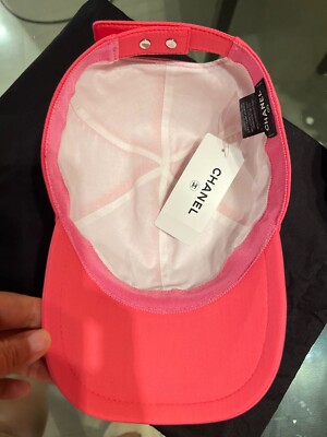 NWT Auth. CHANEL CC Embroidered Logo Pink Cotton Baseball Cap Hat