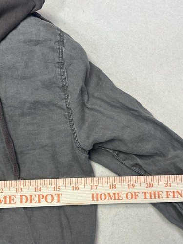 Gibson 100% Linen Full Zip Jacket Utility Hooded Gray Brown Women's Size XS - Picture 4 of 11
