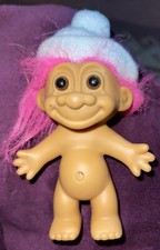 1980'S Troll Doll Russ Born to Ski Pink Hair White Hat