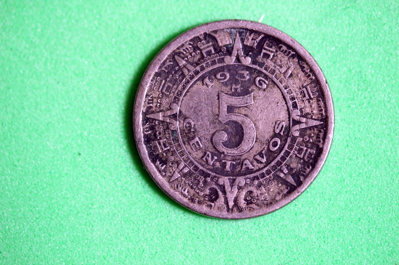 ESTATE FIND 1936 - Mexico Mexican 5 Centavos Eagle Snake Coin!!  #N00317