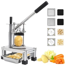 Commercial Vegetable Dicer Potato Onion Fruit Cutter Chopper w/ 4 Blades & Tray