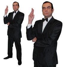 MENS BLACK SUIT BRITISH SECRET AGENT COSTUME SPECIAL DETECTIVE FANCY DRESS