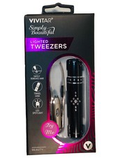 Vivitar Stainless Steel Lighted Black Tweezers with Travel Case  Batteries NIB