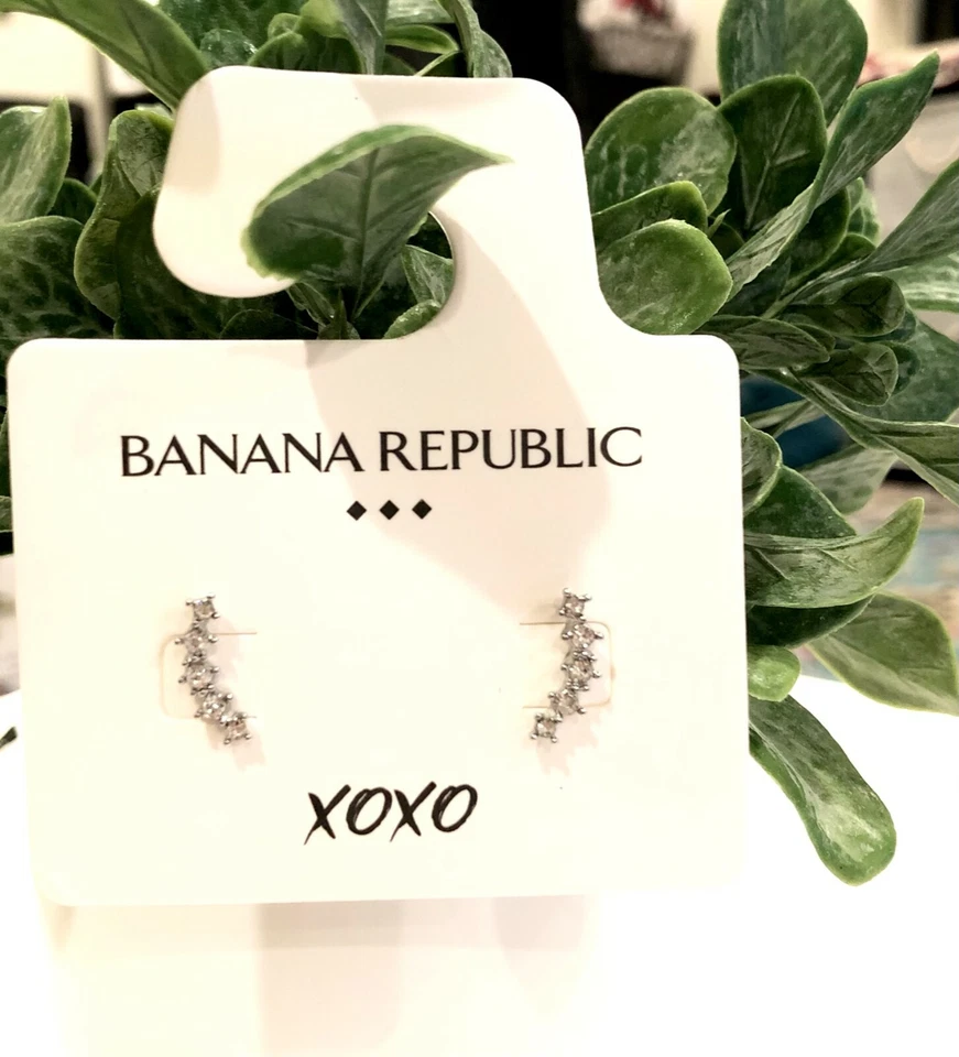 Banana Republ Women's Crystal Feather Crawler Stud Earrings NWT 39.99 - Image 2 of 4