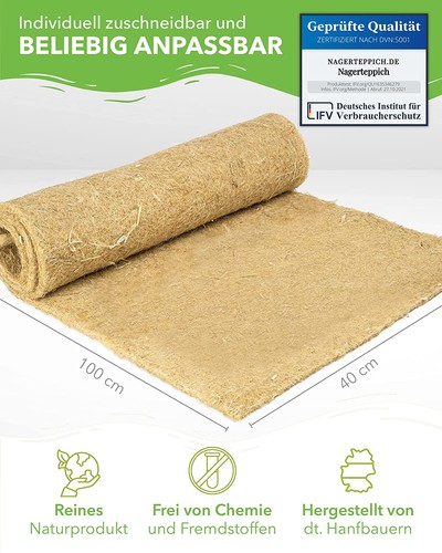 Estera de roedor 100% cáñamo 100x40 cm, 5 mm de espesor, paquete de 20 estera de cáñamo estera de roedor - Imagen 2 de 7