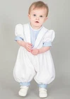 Baby Boys Christening Outfit / Christening Suit Romper White Blue Diamond New