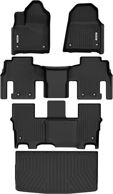 OEDRO Floor Mats Full Set TPE Rubber For 2022-2024 Jeep Wagoneer 8 Seater Liners