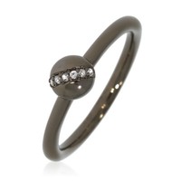 Xen Ring Mit 6 WeißTopase Ca. 0,04 Ct. Black Rhodium 56 / 17,8 Mm