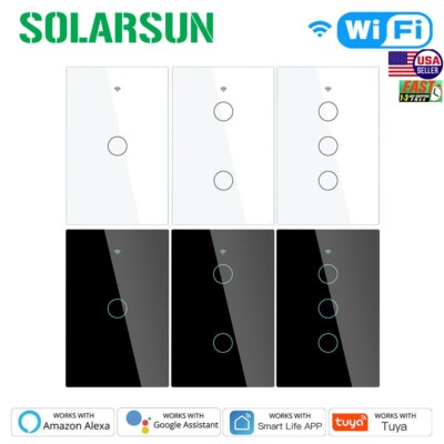 1/2/3Gang WiFi Smart Wall Touch Light Switch For Alexa/Google/Tuya/Smat Life App