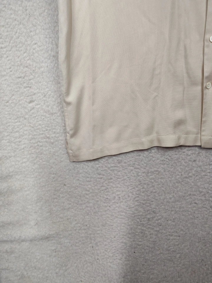 Camisa para hombre Brandini XXL Crema 100% seda Manga corta Abotonada Comodidad Casual Foto 4 de 4