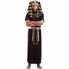 HauntLook Halloween Egyptian Pharaoh Costume Black Men's XL Gold Full Set