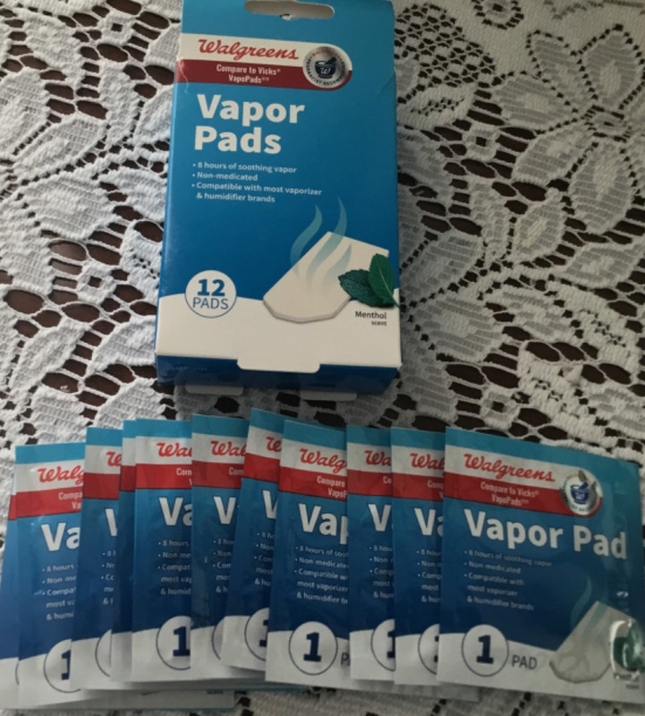 Walgreen's 12 VAPOR PADS Menthol Scent .. NEW/BOX 8 hours of Soothing Vapor..