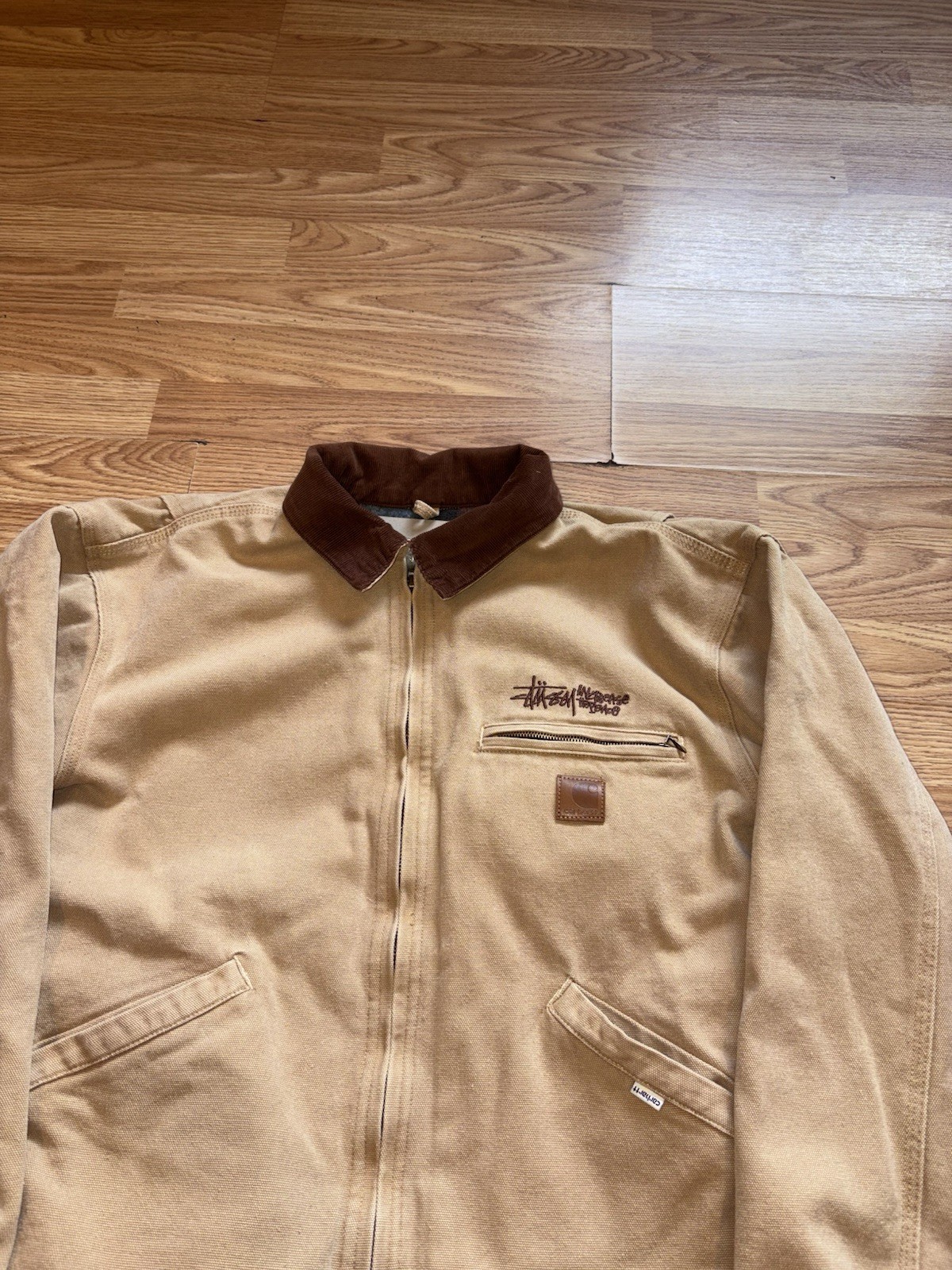 Carhartt x Stussy Men's Beige Brown Insulated Work Jacket Full Zip Size  thumbnail 3