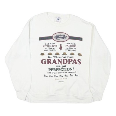 DELTA Herren Sweatshirt weiß Opa Print Rundhals L Baumwollmischung bequem