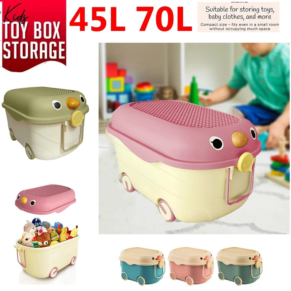 Paieshxi 92 Quart Pink Plastic Storage Bins With Lids, Collapsible
