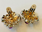 Vintage Large Statement Multicolor Cabachon Rhinestone Clip Earrings  Gold Tone — photo 6