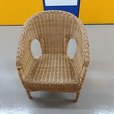 Vintage Bamboo Wicker Child’s Armchair Cane Kids Chair Boho Nursery 53cm