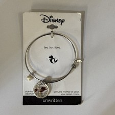 Disney Ariel Mermaid "Unwritten" Silver Plated Crystal Charm Bracelet Macy's