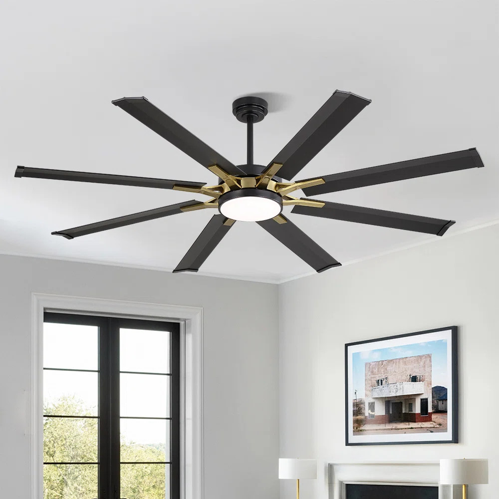 8Blade 72Inch Indoor Ceiling Fan With Light Kit And Remote Reversible Motor