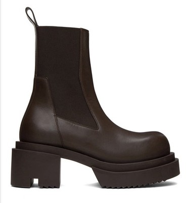 Rick Owens Brown Beatle Bogun Boots Women Size 35.5