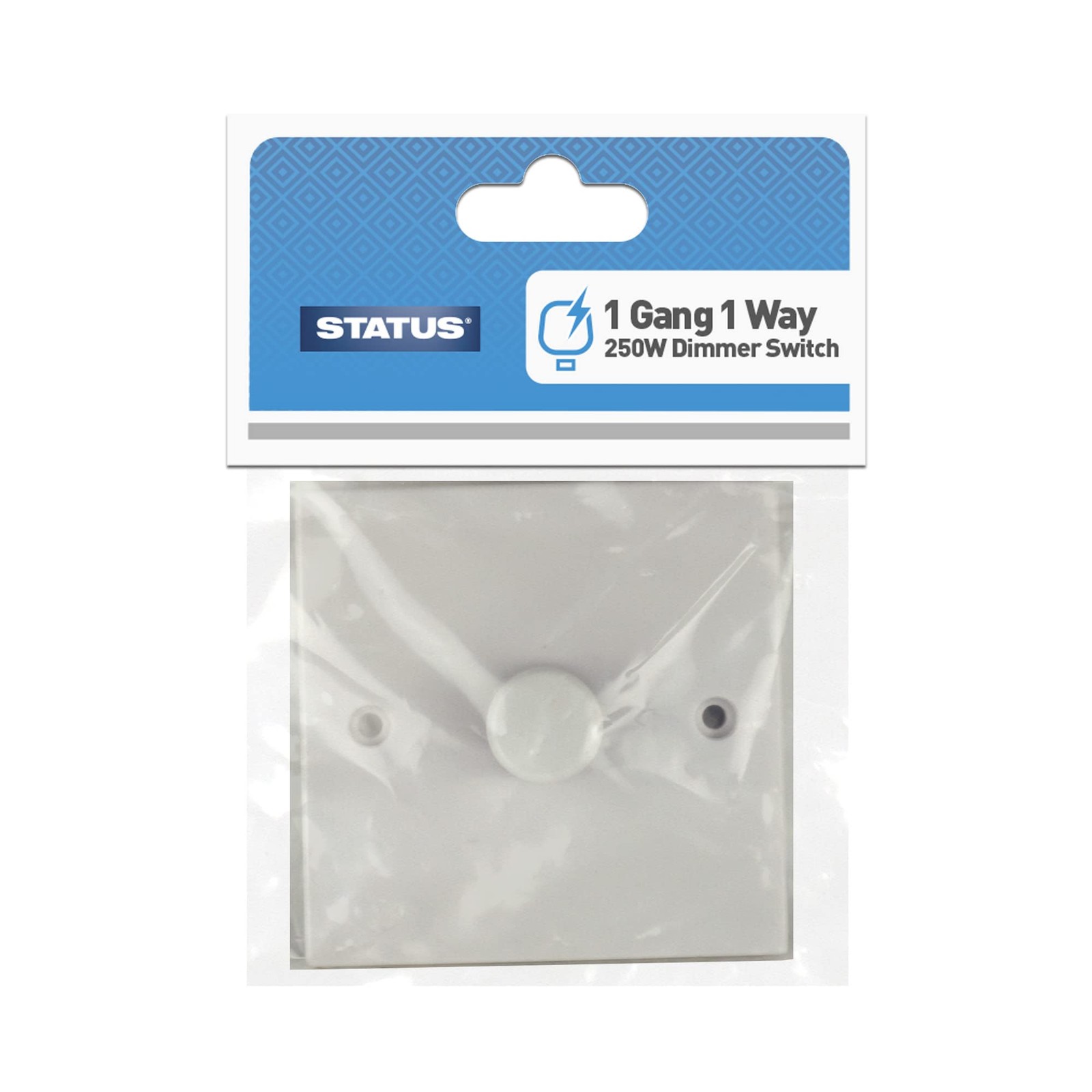 STATUS Single Dimmer Light Switch 250W White Plastic 1 Gang 1 Way Dimmer 6090₽