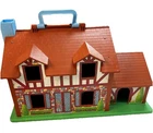 Vintage Fisher Price Little People Play Tudor House Brown #952 With Accessories