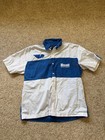 Buell American Motorcycles Racing Mechanic Shirt Men's Large Blue White Flaws