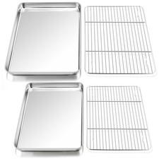 16  12.5 Inch Stainless Steel Baking Sheet with Rack Set 2 Pans 2 Racks 