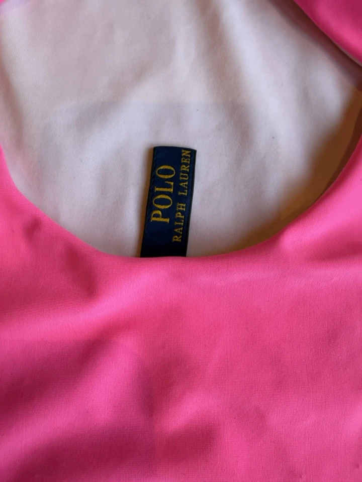 Traje de baño de una pieza Polo Ralph Lauren para niñas rosa brillante. Talla 4-5 Usado en Excelente Condición Foto 3 de 4