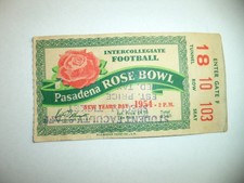 1954 NEW YEARS DAY Rose Bowl Football Ticket Stub, RARE STAFF FACULTY TICKET
