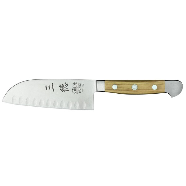 GüDe Santoku Messer 14 Cm Kullenschliff Kochmesser Geschmiedet Olivenholz-Griff-image