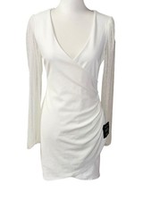 Lulus Love That Lasts Forever Ivory Balloon Sleeve Bodycon Mini Dress Medium NWT
