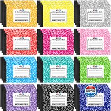 36 Pack Composition Notebooks Bulk Wide Ruled 4-7/8"x 7.5" Half Size Composition