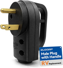 30 Amp RV Plug, NEMA TT-30P Male Replacement Plug with Grip Handle