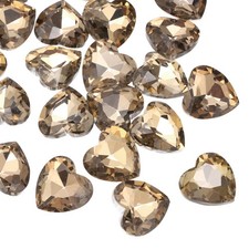 Heart Rhinestones, 12mm Pointback Glass Rhinestone, Pack of 30 Light Coffee 
