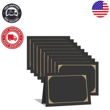 Elegant 10 Pcs Black Certificate Holders with Gold Foil Border for Awards