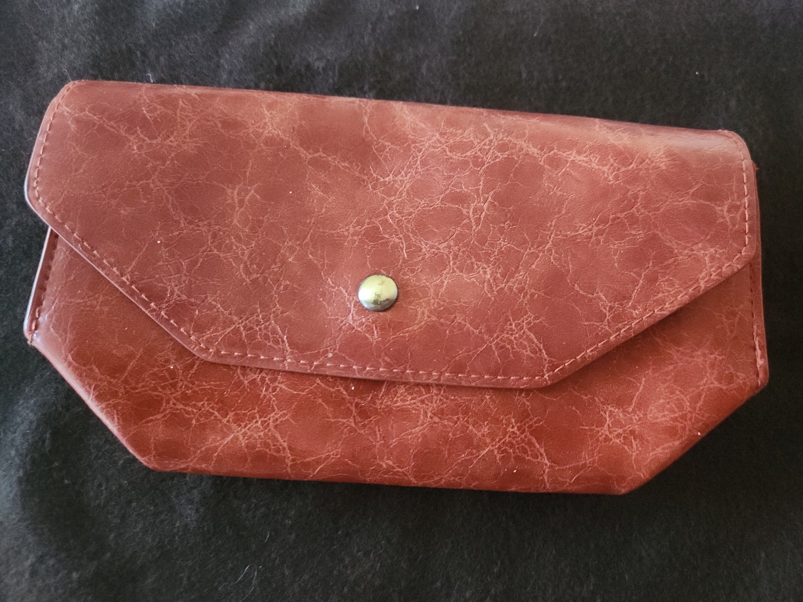 Anthropologie 100% Genuine Leather Wristlet Wallet Unique Shape 2 Zipper...