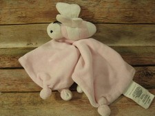 Burts Bees Pink Bumble Bee Baby Lovey Plush Security Blanket Organic Cotton 10.5