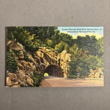 Tunnel thru Solid Rock Skyline Drive Shenandoah National Park unp Linen POSTCARD
