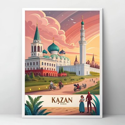 Fesselndes Kasan Russland Reise Poster - Wahrzeichen und Kultur Kunstdruck_mehrDeta