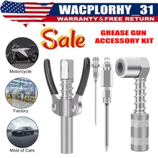 Double Handles Grease Gun Coupler 90 Degree Adapter Injection Needle Dispenser