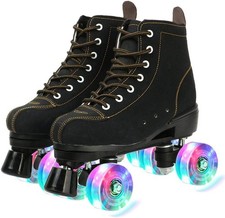 XUDREZ Cowhide Roller Skates for Women and Men High-Top Shoes Double-Row